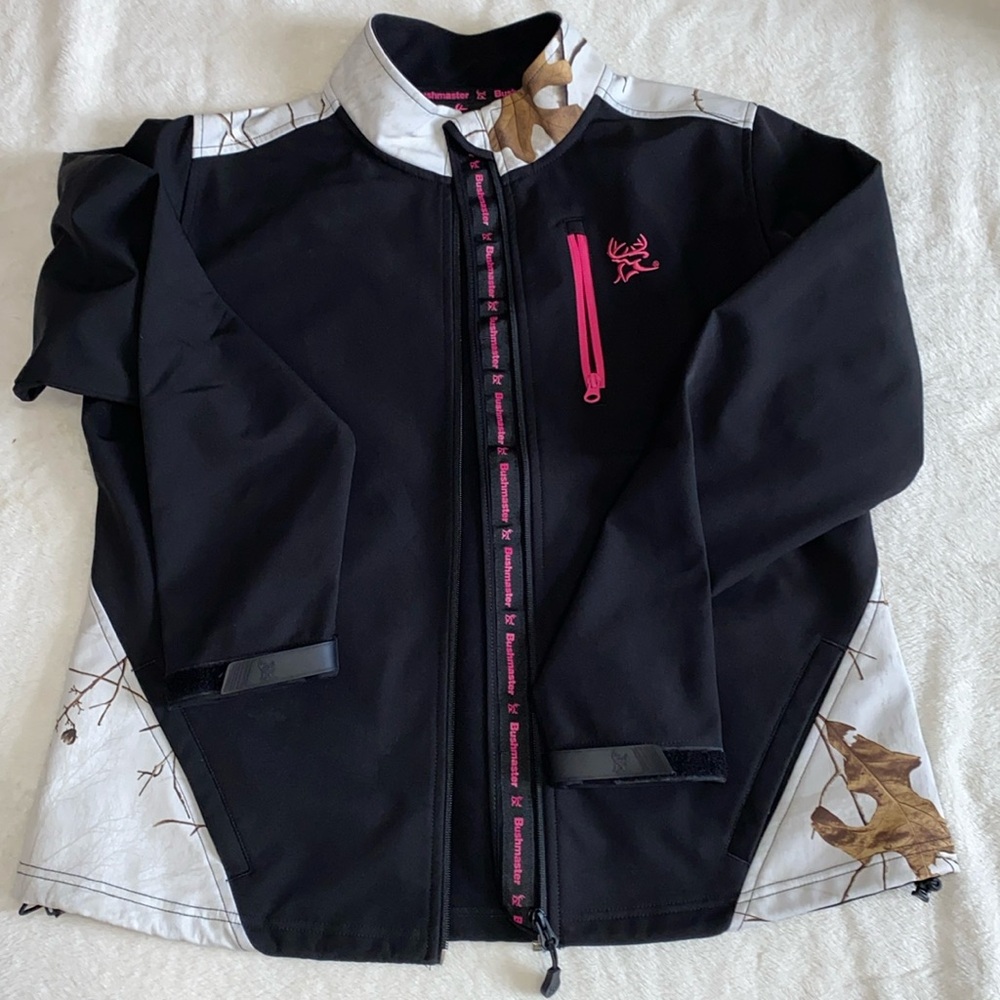 Bushmaster Black White Camo Trim Windbreaker Full Zip Womens Jacket Size Large